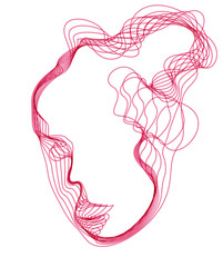 Artificial Intelligence, abstract artistic human head portrait made of dotted particles array, vector software digital visual interface. Digital soul, spirit of technological time.