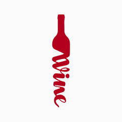 Bottle of Wine Vector Logo Concept