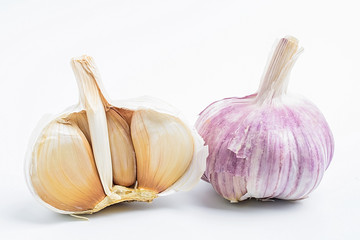 Garlic on white background