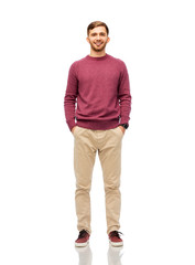 people concept - smiling young man over white background