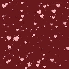 Pink heart love confettis. Valentine's day falling