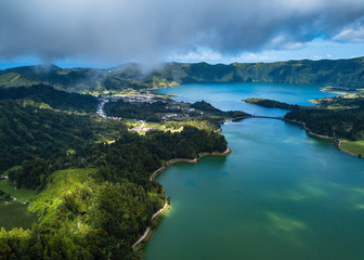 Fototapeta na wymiar View of lakes in Sete Cidades on San Miguel island, Azores - Portugal.