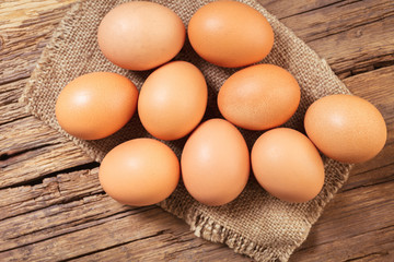 brown chicken eggs close-up