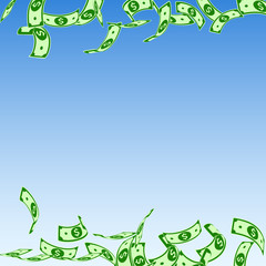 American dollar notes falling. Floating USD bills 