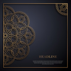 Gold and black greeting card template in retro style. Great design for any purposes: invitation, flyer, menu, brochure or leaflet
