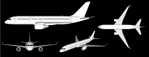 3D white plane vector