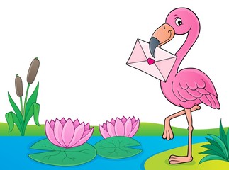 Flamingo with love letter theme 4