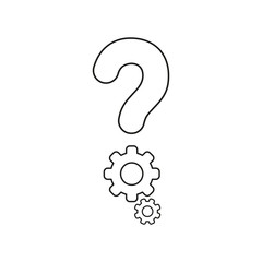 Fototapeta premium Vector icon concept of question mark with gears. Black outlines.