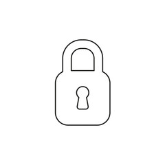 Vector icon concept of closed padlock. Black outlines.