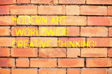 Obraz premium Writing note showing Modern Art Worldwide Creative Thinking. Business photo showcasing Creativity artistic expressions