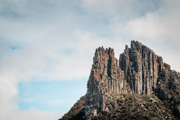 cliffs of the tasman peninsula on tasmania island, amazing coastline the highest rock cliffs in australia and the southern hemisphere , spectacular boat cruise on the rough atlantic ocean