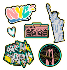 New York city set sticker and patches print 