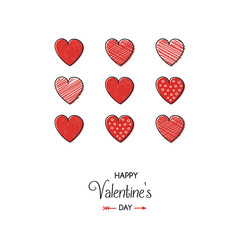 Valentine's Day typography with cute hand drawn hearts. Vector