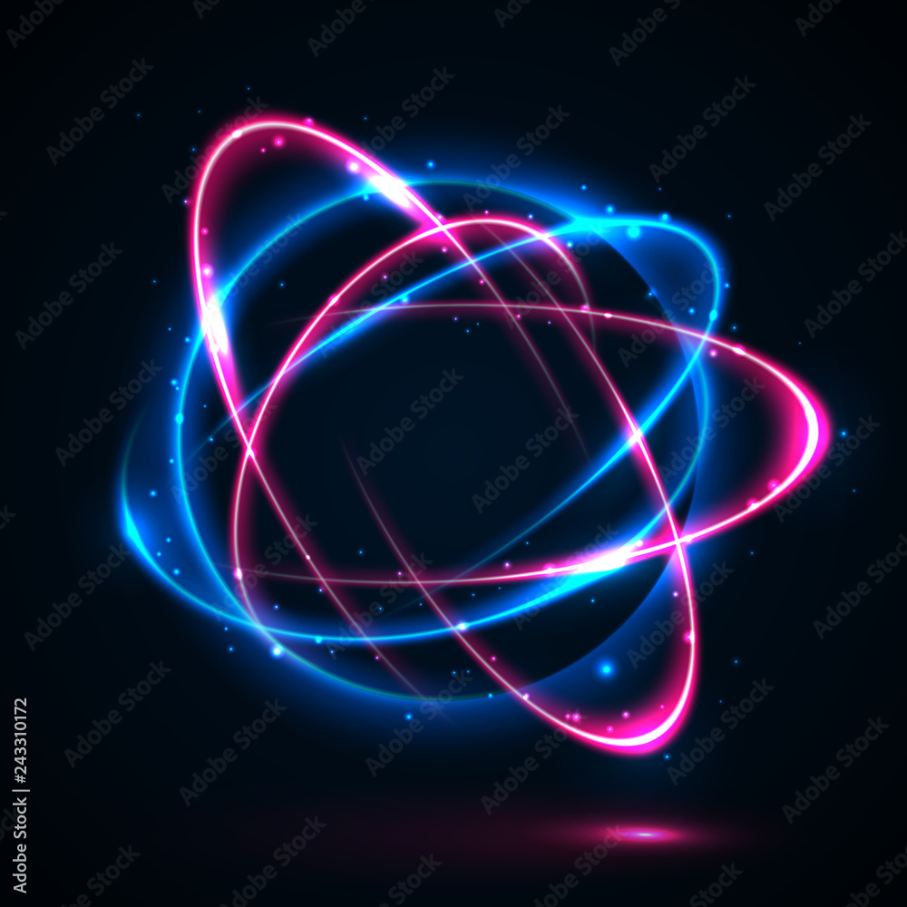 Wall mural vector light effect. the object s light stroke. circular lens flare. abstract rotational lines. powe