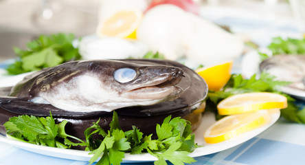 freshness eel and vegetables on the plate
