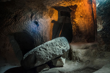 Explore Derinkuyu underground city in Cappadocia, Turkey.