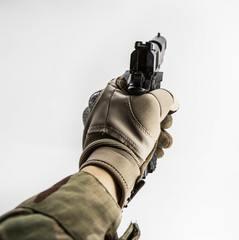 first person shooter shooting pistol