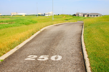 Numbers on the asphalt road