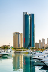 Skyscrapers at the marina of Salmiya in Kuwait