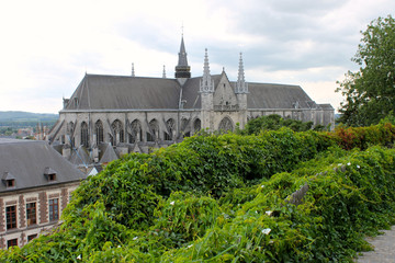 Mons, Belgium. The Saint Waltrude Collegiate Church (Collegiale Sainte-Waudru), a major Bravantine Gothic landmark and most important church in the Belgian city of Mons