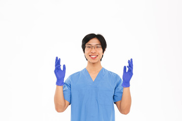 Confident asian man doctor wearing uniform