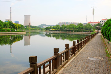 industrial building by the DouHe River shore in Tangshan City, China
