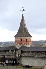 View of the courtyard from the fortress wall of Kamyanets-Podilsky castle.