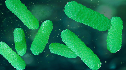 green bacterium 3d illustration