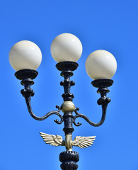 Street electric lantern against sky in Moscow, Russia