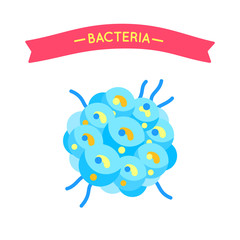 Cartoon Globular Bacteria with Bubbles and Feelers
