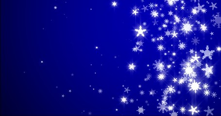 Fototapeta na wymiar Christmas blue background with snowflakes - falling snow