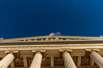 Fototapeta premium Classical marble pillars detail on the facade of a building