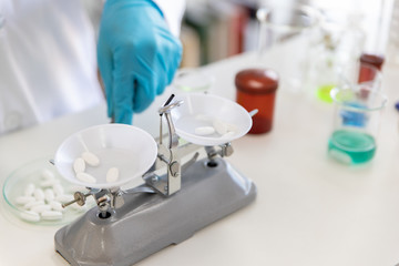 Fototapeta premium Laboratory equipment for distillation Separation of components from a mixture of liquid evaporation and condensation. Chemical industry Pharmaceutical Research Drug or food items