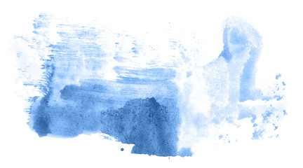 Abstract watercolor background hand-drawn on paper. Volumetric smoke elements. Blue, Marina color. For design, web, card, text, decoration, surfaces.