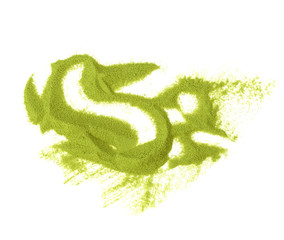 Green tea matcha powder isolate on white background