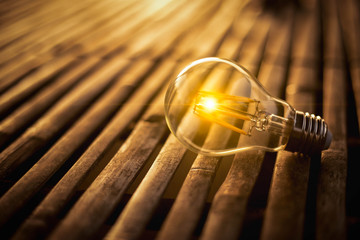 Light bulb for save energy concept. Electricity at night