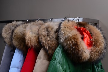 Warm jackets with fur collars