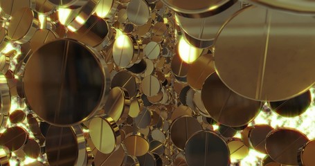 Abstract 3D graphics Background with golden pills. 3D rendering