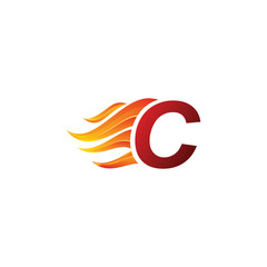 Fire Hot C Letter Logo On White Background