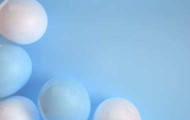 3realistic glossy blue and white balloons 