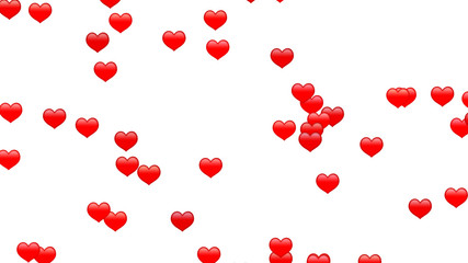 Simple 3d small hearts randomly scattered on white background, large size texture