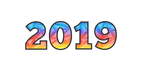 Year 2019 paper polygonal triangular scatter design. Poligon gradient design