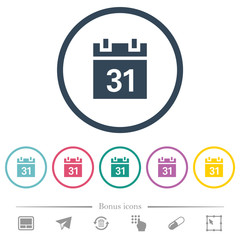 Obraz premium Calendar flat color icons in round outlines