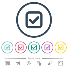 Checkbox flat color icons in round outlines