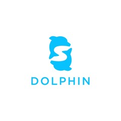 letter s with dolphin icon logo vector