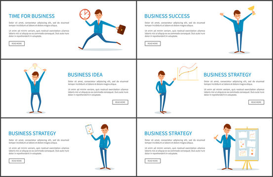 Time for Business , Success Strategy Posters Set