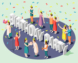 Birthday Party Isometric Design Concept