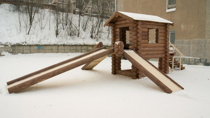 hill riding is made of boards and beams