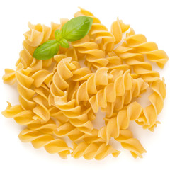 Pasta spiral isolated on the white background.