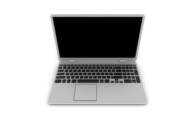 Laptop with digital blank screen isolated on white background, 3d rendering